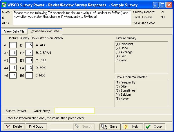 Review Survey Responses